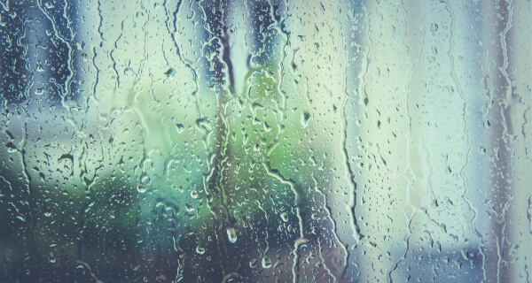 雨のガラス窓
